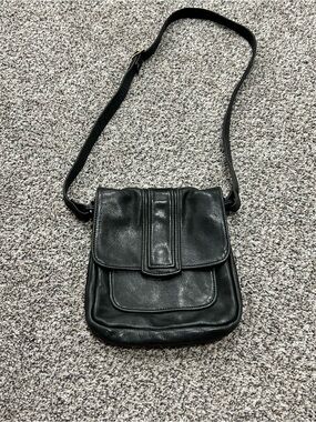 Vintage Lew-n Me Crossbody Black Leather Purse Boho Western Mid Century Mod